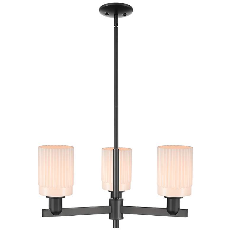 Image 1 Arcadia Hadley 26"W 3 Light Black Stem Chandelier w/ Matte White Shade