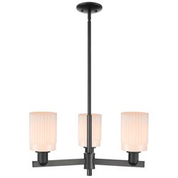 Arcadia Hadley 26"W 3 Light Black Stem Chandelier w/ Matte White Shade