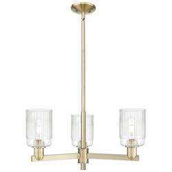 Arcadia Hadley 26"W 3 Light Brass Stem Chandelier With Clear Shade