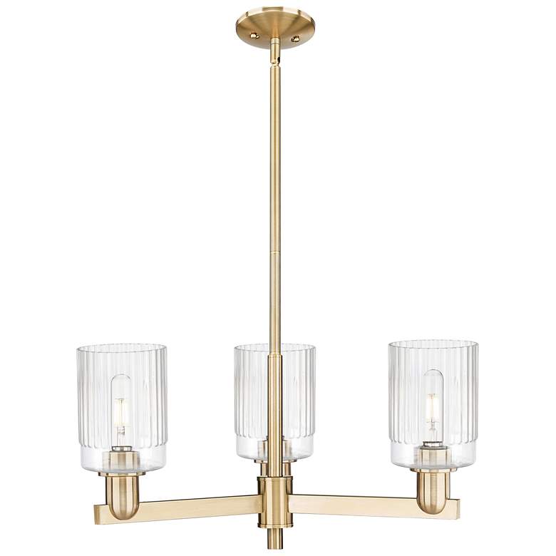 Image 1 Arcadia Hadley 26"W 3 Light Bronze Stem Chandelier w/ Clear Shade