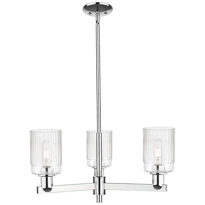 Image 1 Arcadia Hadley 26"W 3 Light Chrome Stem Hung Chandelier w/ Clear Shade