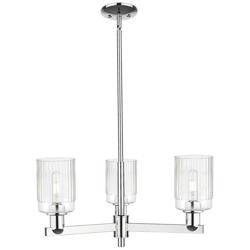 Arcadia Hadley 26"W 3 Light Chrome Stem Hung Chandelier w/ Clear Shade