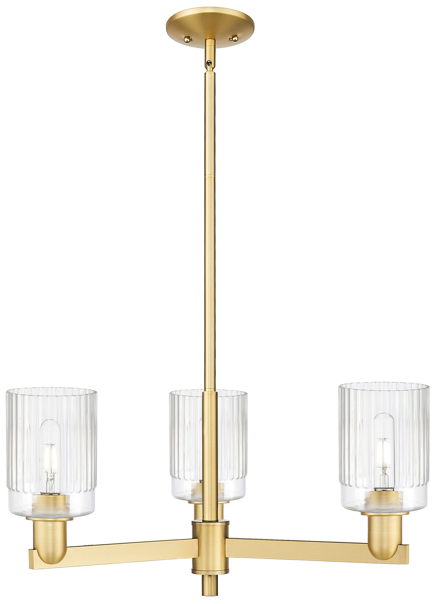 Arcadia Hadley 26"W 3 Light Gold Stem Hung Chandelier w/ Clear Shade