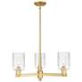 Arcadia Hadley 26"W 3 Light Gold Stem Hung Chandelier w/ Clear Shade