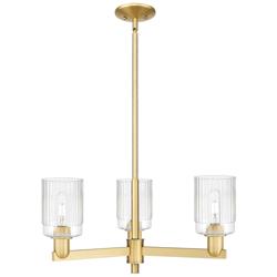 Arcadia Hadley 26"W 3 Light Gold Stem Hung Chandelier w/ Clear Shade