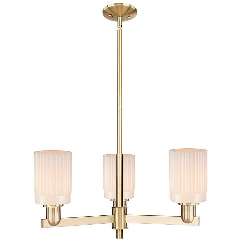 Image 1 Arcadia Hadley 26"W 3-Lt Bronze Stem Chandelier w/ Matte White Shade