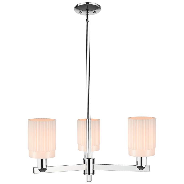Image 1 Arcadia Hadley 26"W 3-Lt Chrome Stem Chandelier w/ Matte White Shade