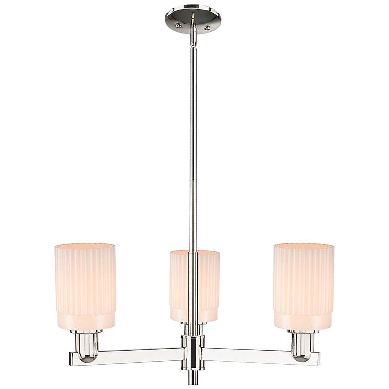 Image 1 Arcadia Hadley 26"W 3-Lt Polished Nickel Stem Chandelier w/ White Shade