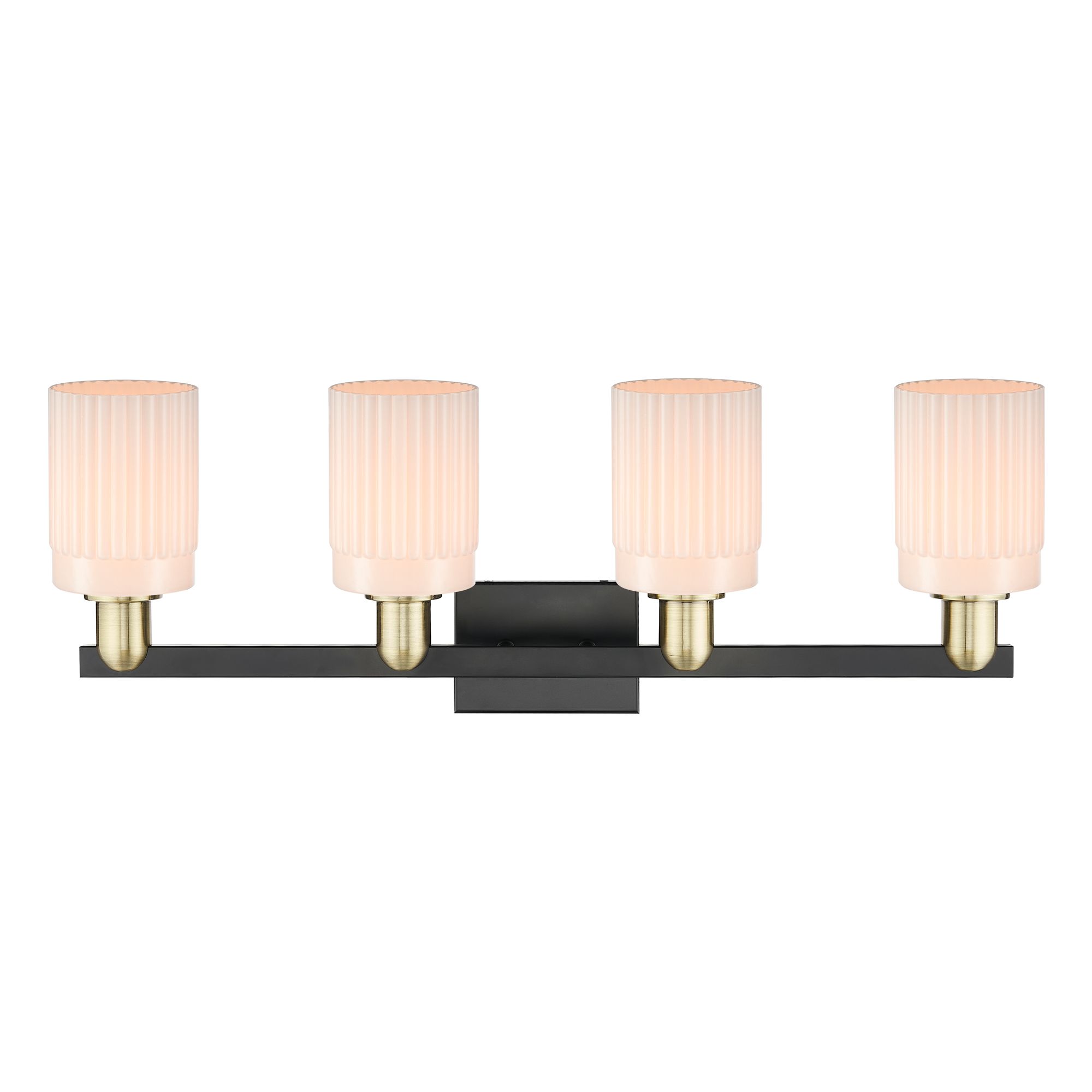 Image 2 Arcadia Hadley 32"W 4 Light Black Brass Vanity w/ Matte White Shade more views