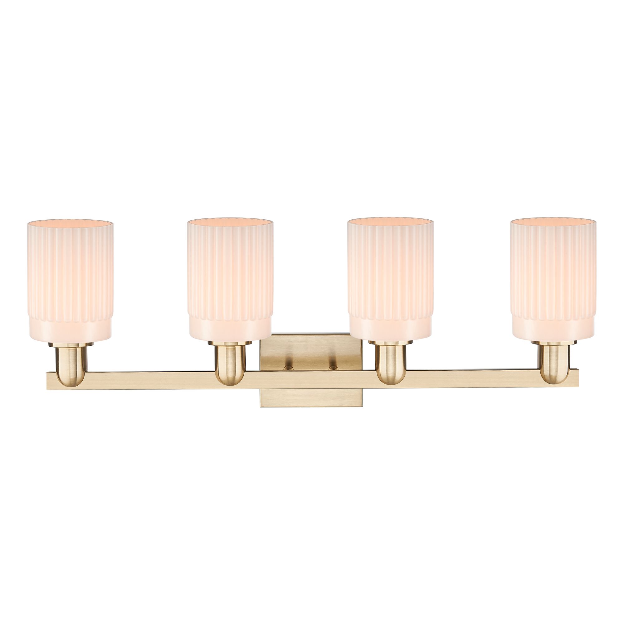 Image 2 Arcadia Hadley 32"W 4 Light Bronze Vanity Light w/ Matte White Shade more views