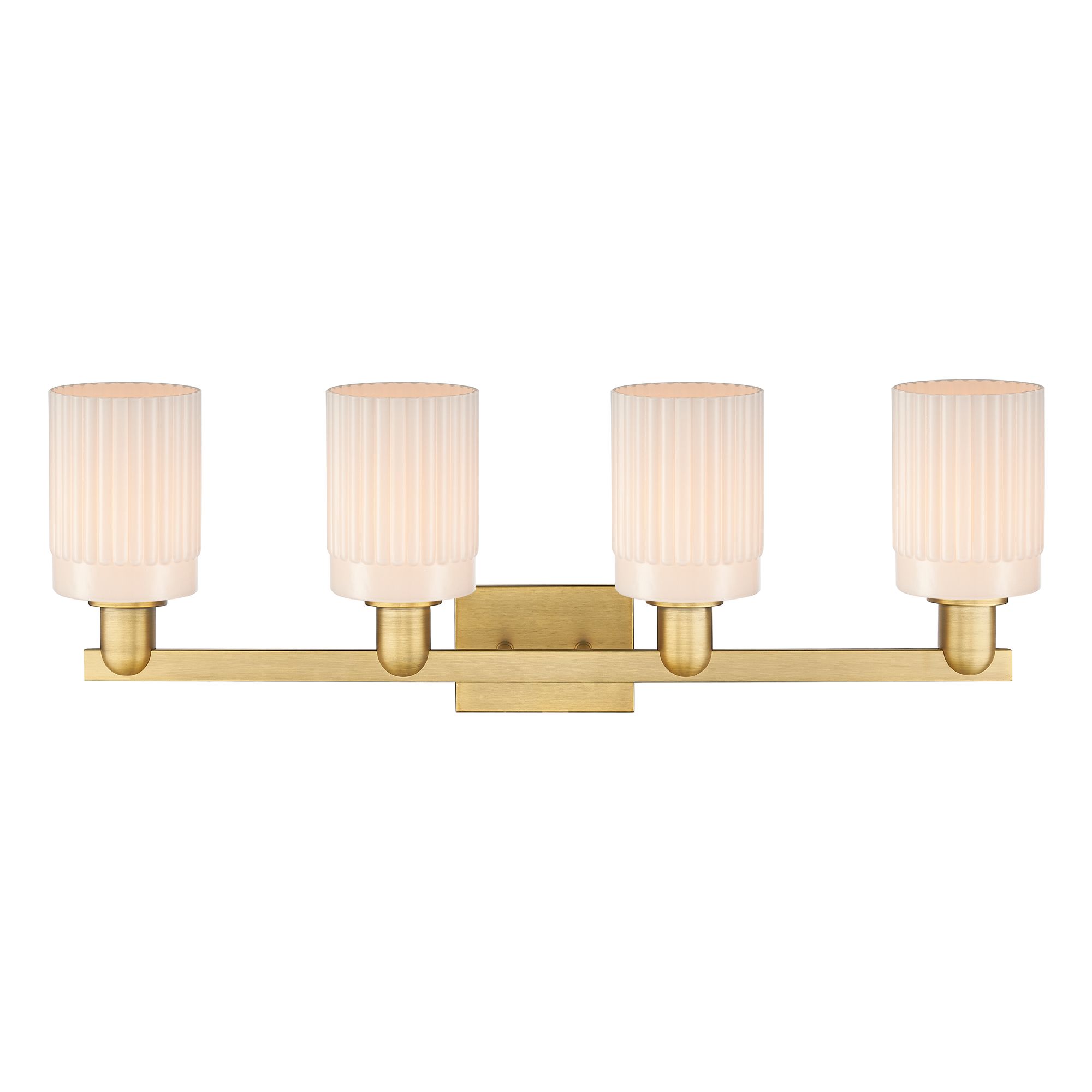 Image 2 Arcadia Hadley 32"W 4 Light Brushed Brass Vanity w/ Matte White Shade more views