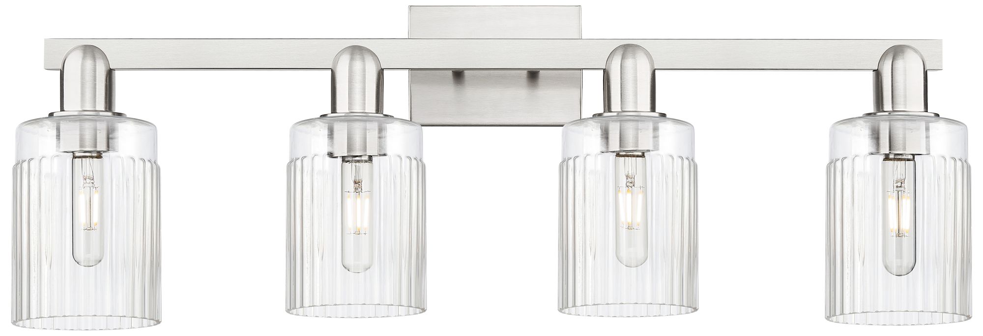 Arcadia Hadley 32"W 4 Light Brushed Nickel Vanity Light w/ Clear Shade