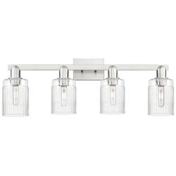 Arcadia Hadley 32"W 4 Light Brushed Nickel Vanity Light w/ Clear Shade
