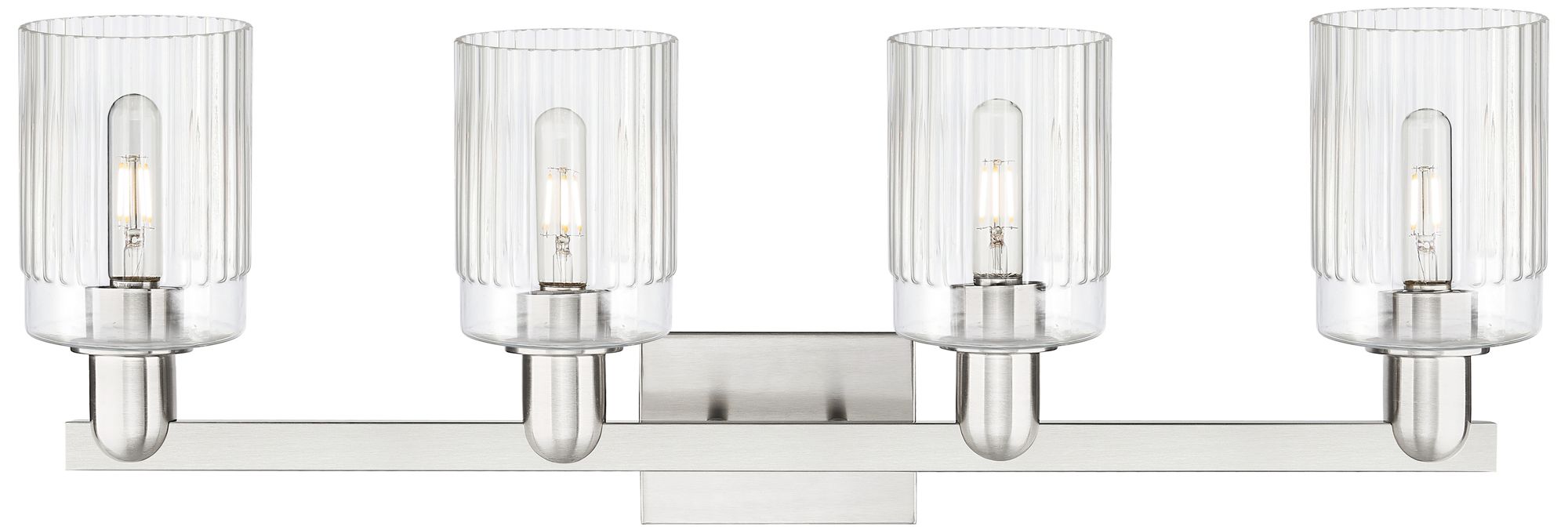 Image 2 Arcadia Hadley 32"W 4 Light Brushed Nickel Vanity Light w/ Clear Shade more views