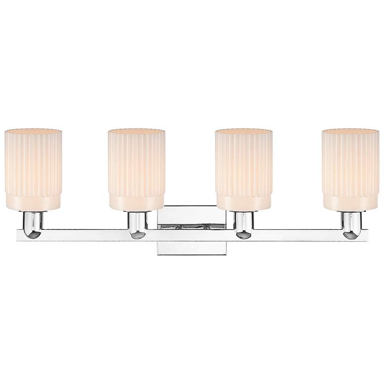 Image 2 Arcadia Hadley 32"W 4 Light Chrome Vanity Light w/ Matte White Shade more views