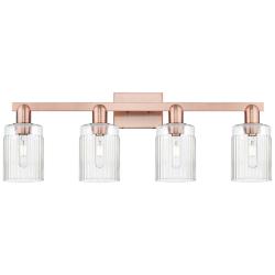 Arcadia Hadley 32"W 4 Light Copper Vanity Light With Clear Shade