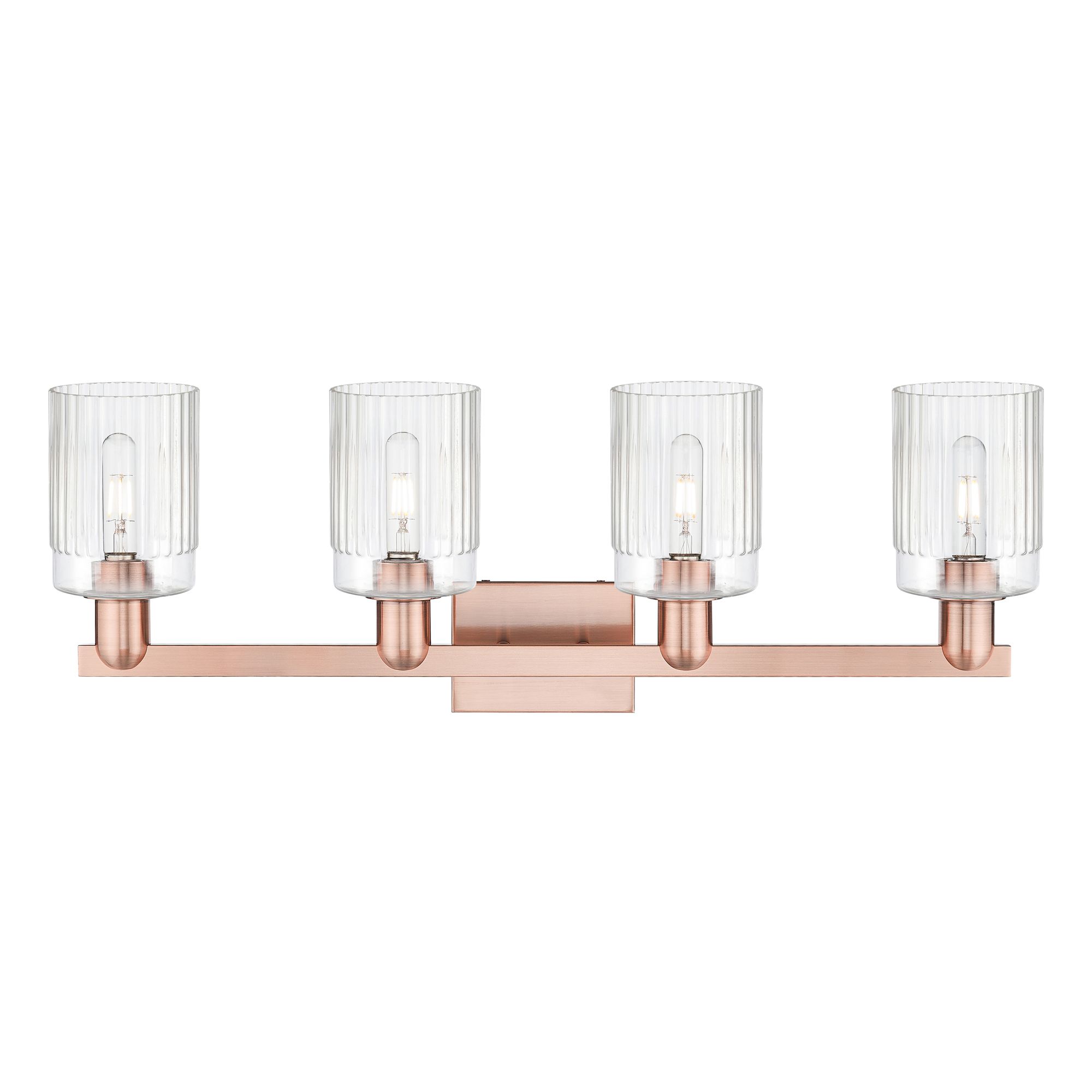Image 2 Arcadia Hadley 32"W 4 Light Copper Vanity Light With Clear Shade more views