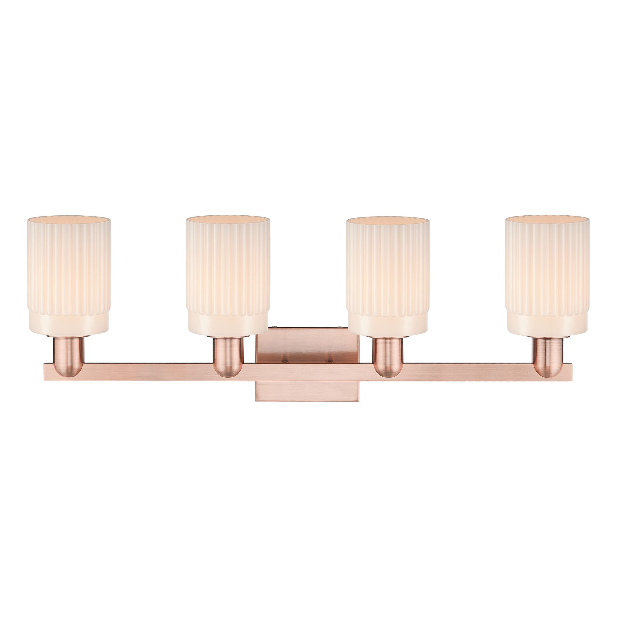 Image 2 Arcadia Hadley 32"W 4 Light Copper Vanity Light With Matte White Shade more views