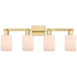 Arcadia Hadley 32"W 4 Light Gold Vanity Light w/ Matte White Shade