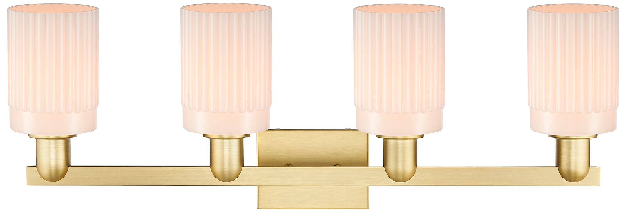 Image 2 Arcadia Hadley 32"W 4 Light Gold Vanity Light w/ Matte White Shade more views