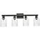 Arcadia Hadley 32"W 4 Light Matte Black Vanity Light With Clear Shade