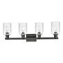 2_Arcadia Hadley 32"W 4 Light Matte Black Vanity Light With Clear Shade more views