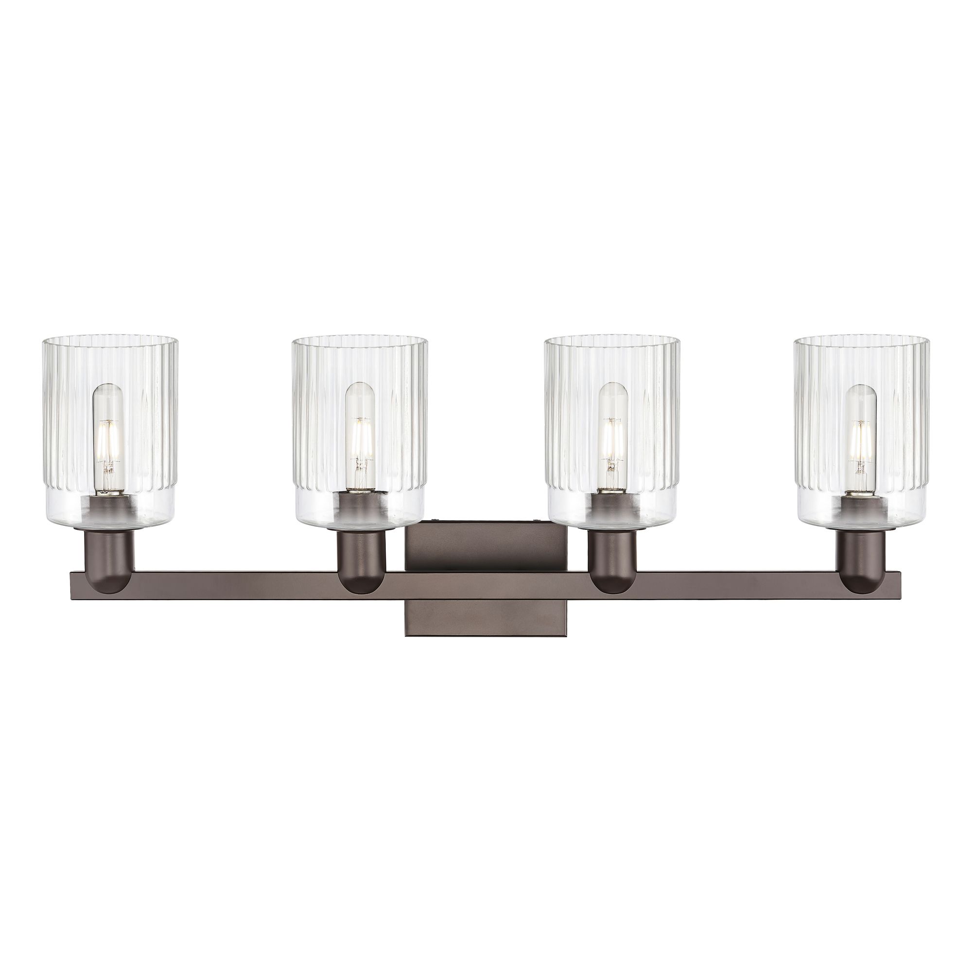 Image 2 Arcadia Hadley 32"W 4 Light Oiled Bronze Vanity Light w/ Clear Shade more views