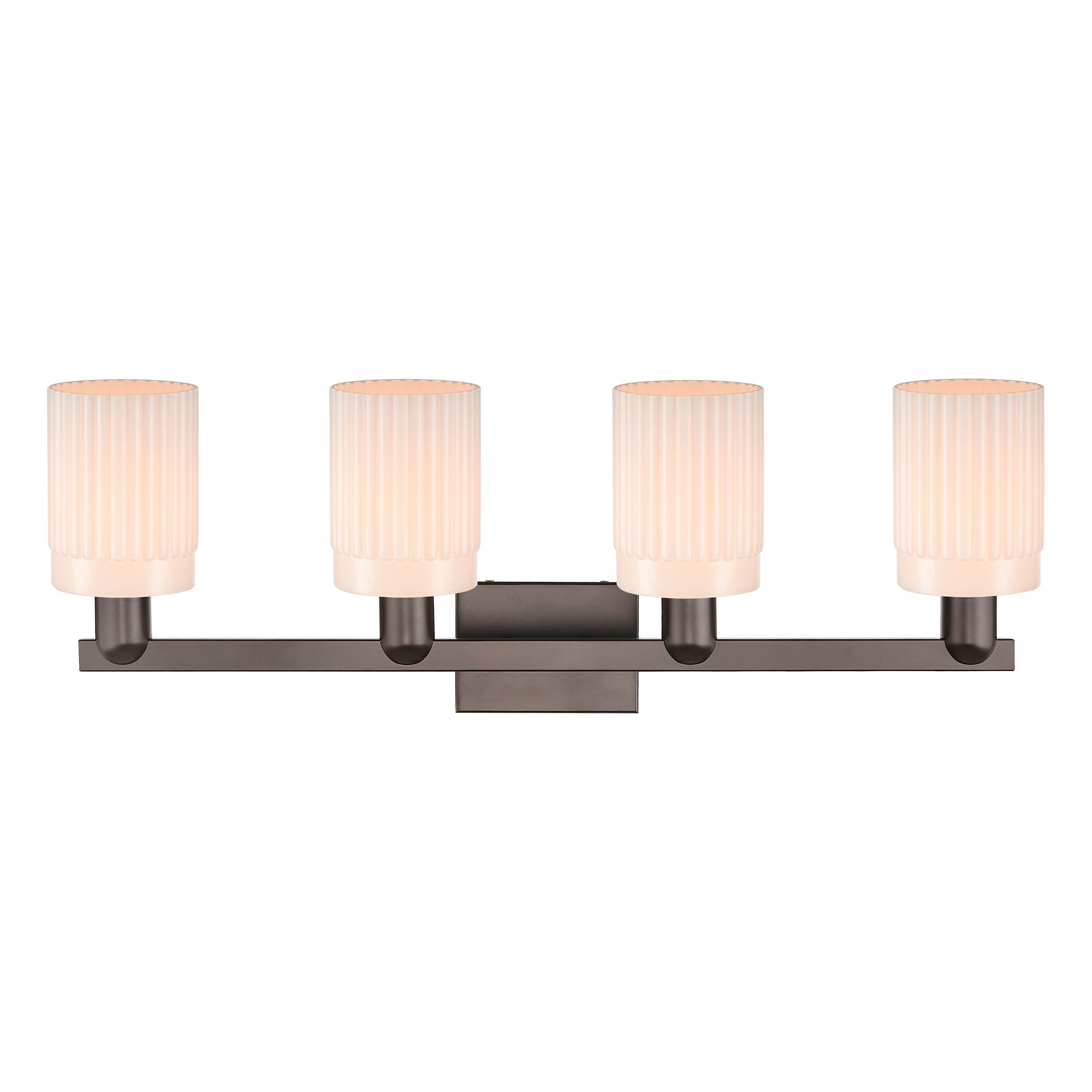 Image 2 Arcadia Hadley 32"W 4 Light Oiled Bronze Vanity w/ Matte White Shade more views