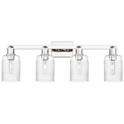Arcadia Hadley 32"W 4 Light Polished Nickel Bath Light w/ Clear Shade