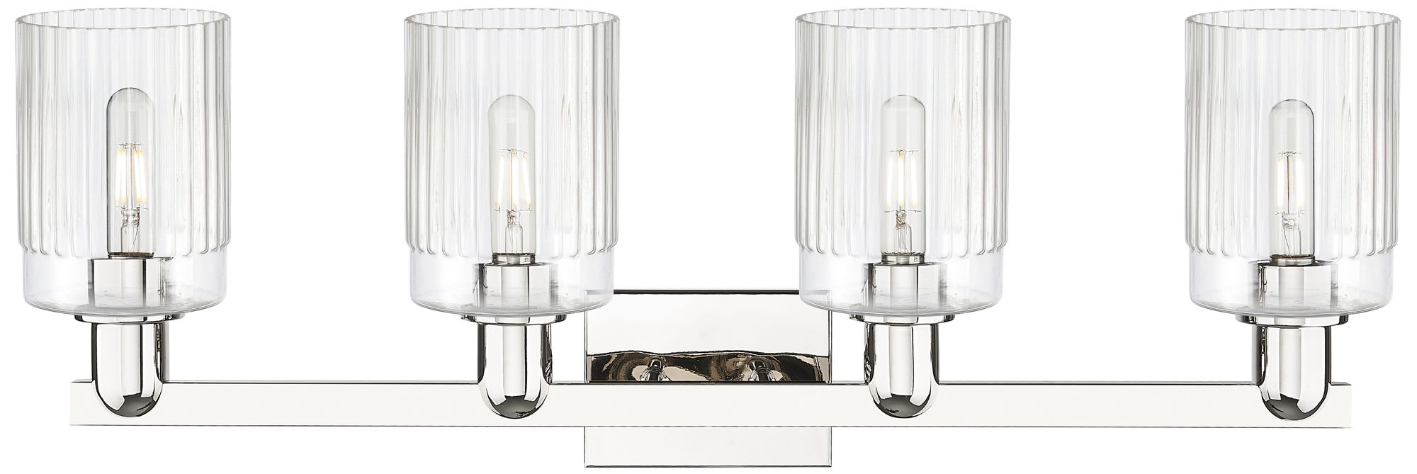 Image 2 Arcadia Hadley 32"W 4 Light Polished Nickel Bath Light w/ Clear Shade more views