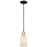 1_Arcadia Hadley 5"W Black Brass Cord Mini Pendant w/ Matte White Shade