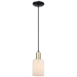 Arcadia Hadley 5"W Black Brass Cord Mini Pendant w/ Matte White Shade