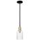 Arcadia Hadley 5"W Black Brass Stem Hung Mini Pendant w/ Clear Shade