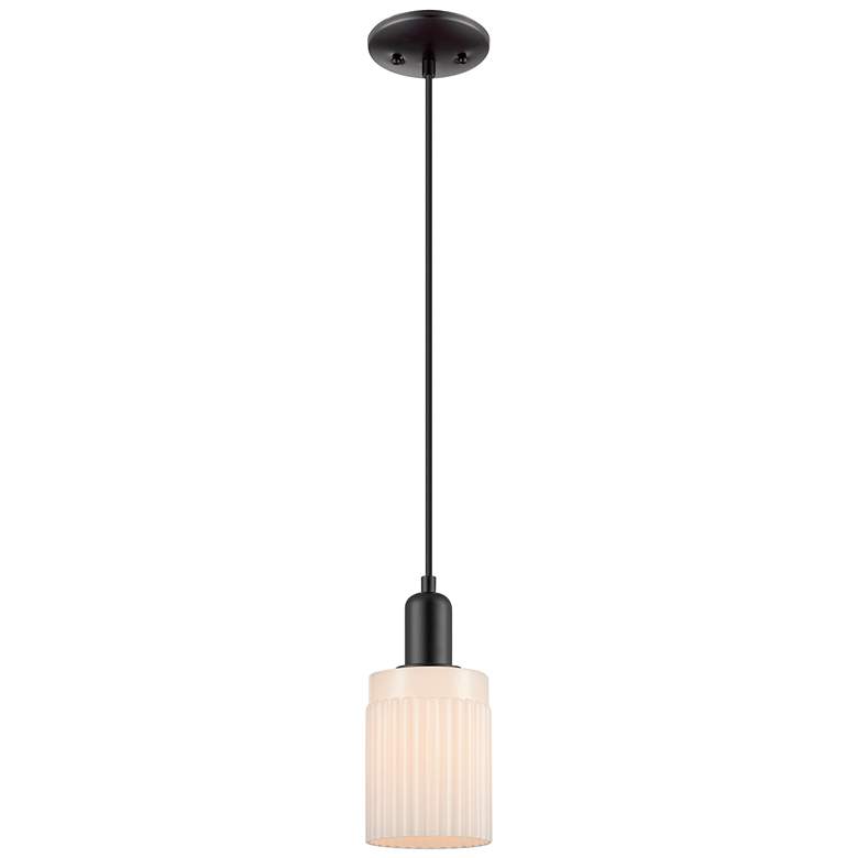 Image 1 Arcadia Hadley 5"W Black Cord Hung Mini Pendant w/ Matte White Shade