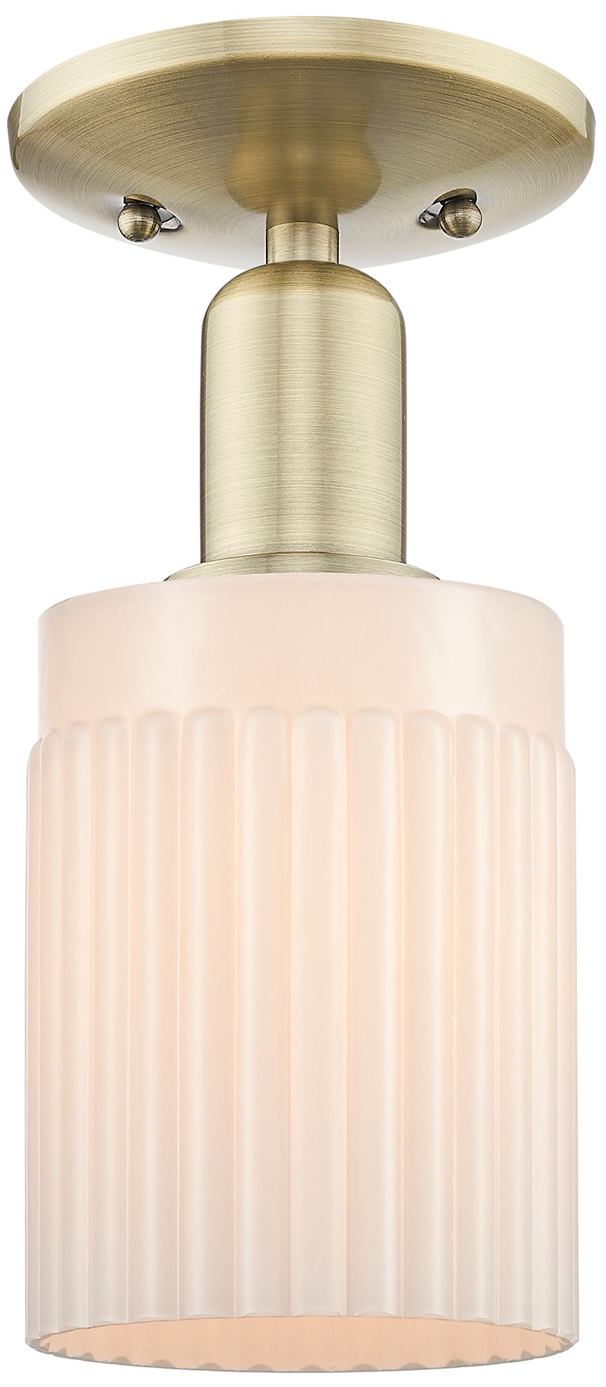Arcadia Hadley 5"W Brass Semi.Flush Mount With Matte White Shade