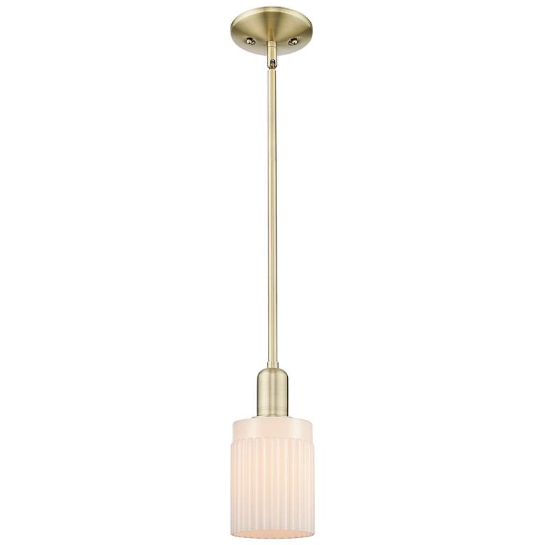 Image 1 Arcadia Hadley 5"W Brass Stem Hung Mini Pendant With Matte White Shade