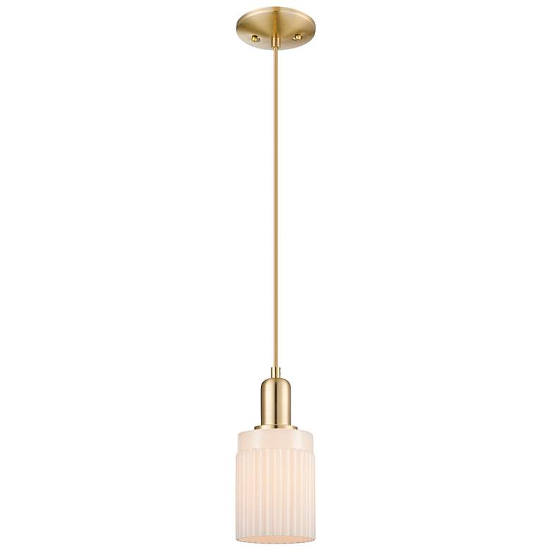 Image 1 Arcadia Hadley 5"W Bronze Cord Mini Pendant w/ Matte White Shade