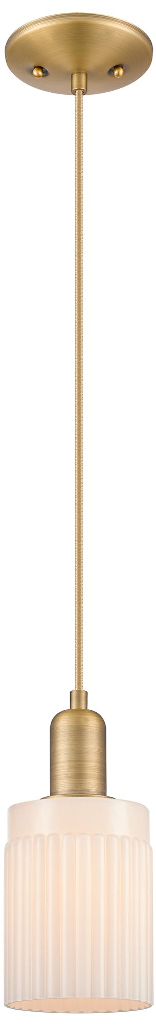 Arcadia Hadley 5"W Brushed Brass Cord Pendant w/ Matte White Shade