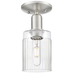 Arcadia Hadley 5"W Brushed Nickel Semi.Flush Mount With Clear Shade