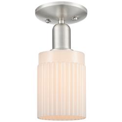 Arcadia Hadley 5"W Brushed Nickel Semi-Flush w/ Matte White Shade