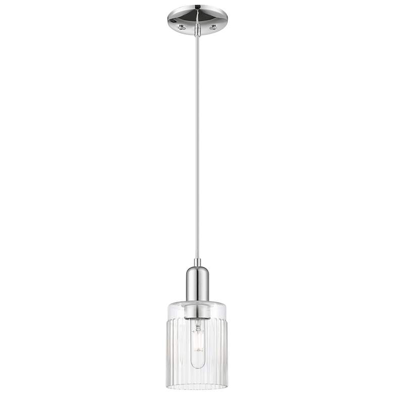 Image 1 Arcadia Hadley 5"W Chrome Cord Hung Mini Pendant w/ Clear Shade
