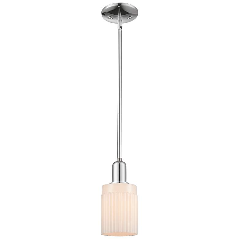 Image 1 Arcadia Hadley 5"W Chrome Stem Hung Mini Pendant w/ Matte White Shade