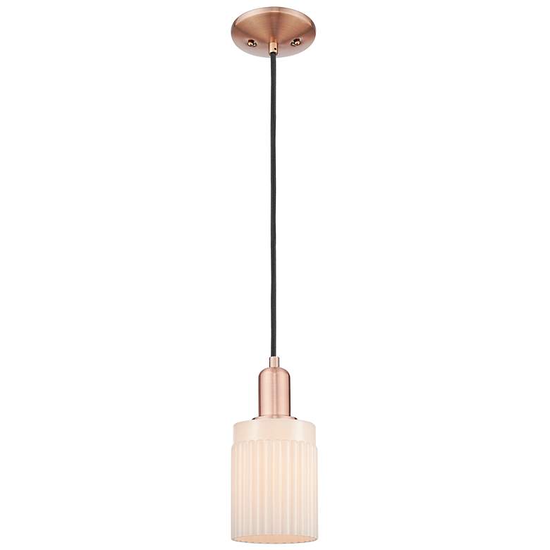 Image 1 Arcadia Hadley 5"W Copper Cord Hung Mini Pendant w/ Matte White Shade
