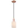 1_Arcadia Hadley 5"W Copper Cord Hung Mini Pendant w/ Matte White Shade