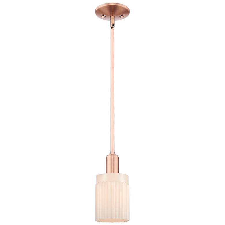 Image 1 Arcadia Hadley 5"W Copper Stem Hung Mini Pendant w/ Matte White Shade