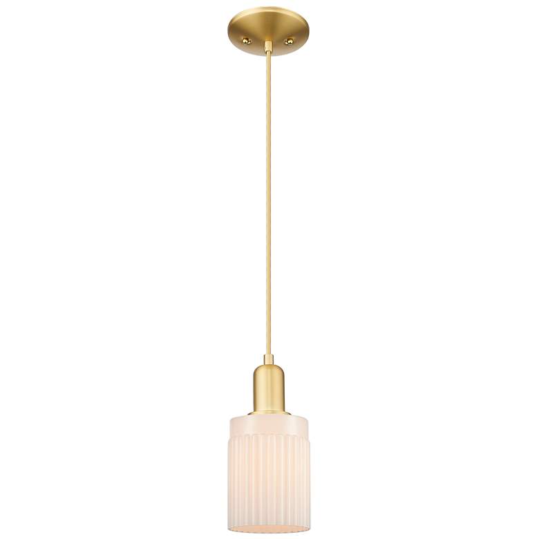 Image 1 Arcadia Hadley 5"W Gold Cord Hung Mini Pendant w/ Matte White Shade