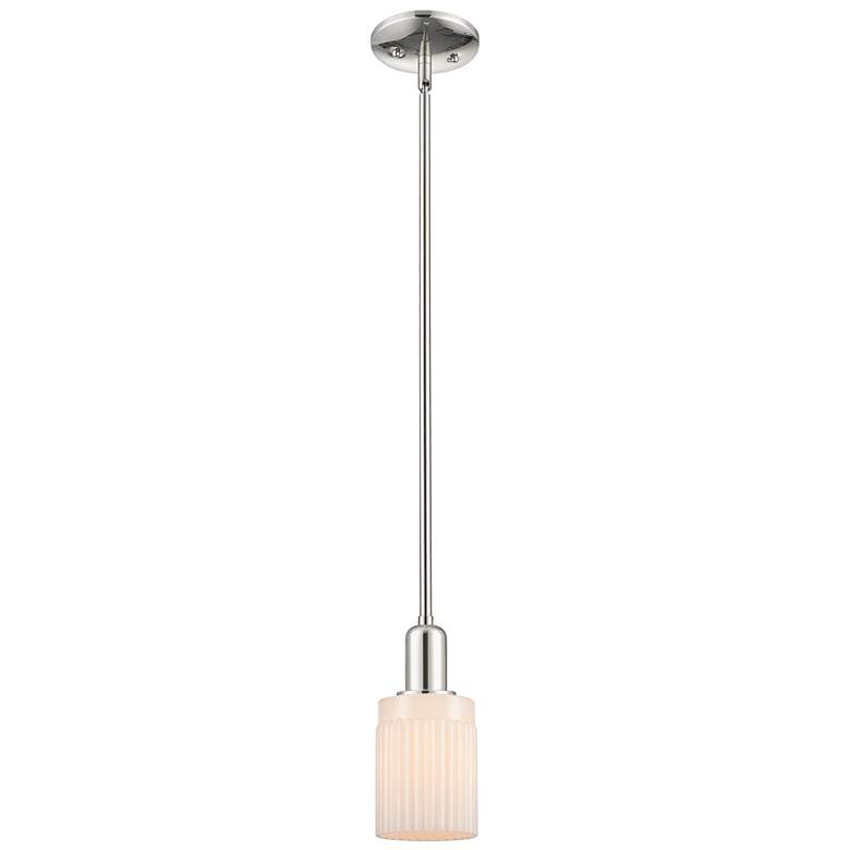 Image 1 Arcadia Hadley 5"W Polished Nickel Stem Pendant w/ Matte White Shade