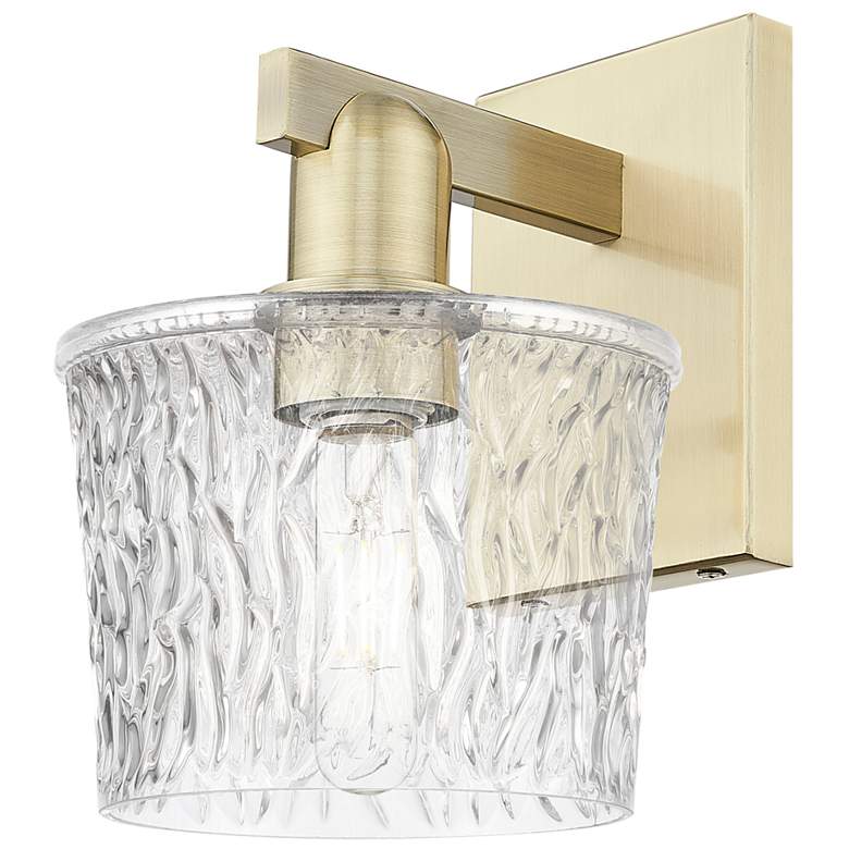 Image 1 Arcadia Niagara 10" High Antique Brass Sconce With Clear Shade