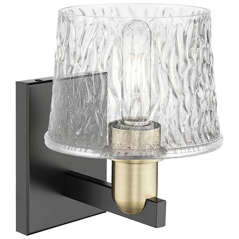 Image 2 Arcadia Niagara 10" High Black Antique Brass Sconce With Clear Shade more views