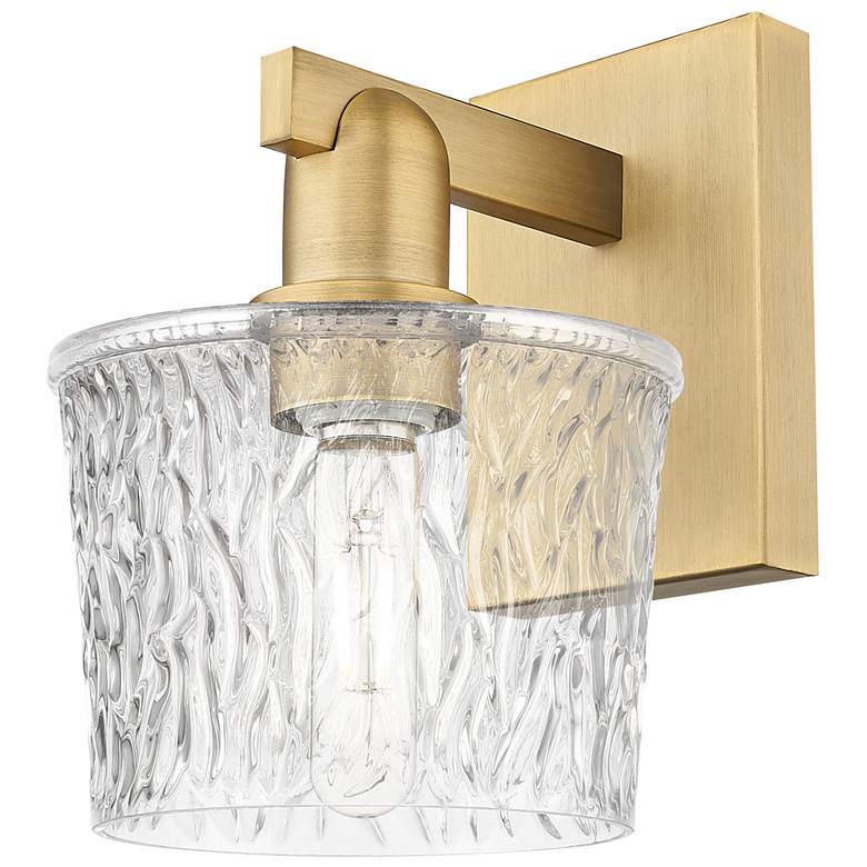 Image 1 Arcadia Niagara 10" High Brushed Brass Sconce With Clear Shade